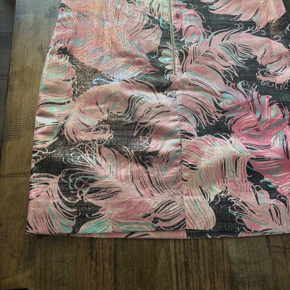 Kate Spade New York Regal Plumes Metallic Feather Print Pink Shift Dress - Picture 9 of 14